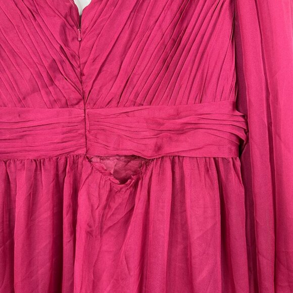 FLAWED - NWT Mac Duggal Ruffle Tiered Puff Sleeve A Line Gown 18 Berry #8247 - Picture 8 of 16